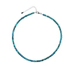 0602012230 Kette Apatit (stab.), Würfel (4mm) facettiert, rhodiniert, Verlängerungskettchen | Marco Schreier