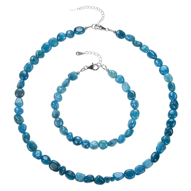Collana di apatite (stab.), pepite (5 - 8 mm), rodiata | Marco Schreier