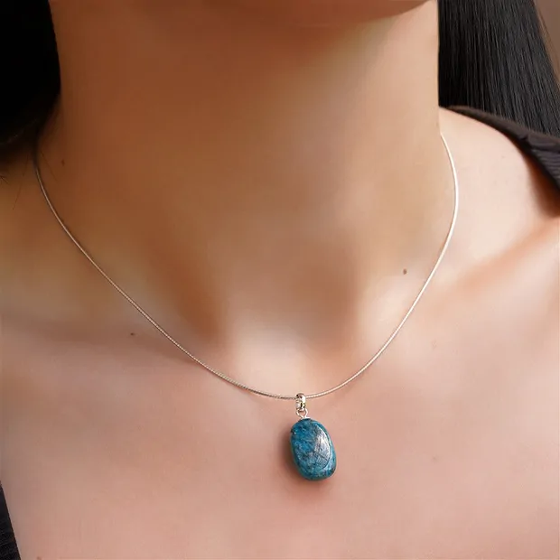 Pendant apatite (stab.), Tumbled Stone small, rhodiniert | Marco Schreier