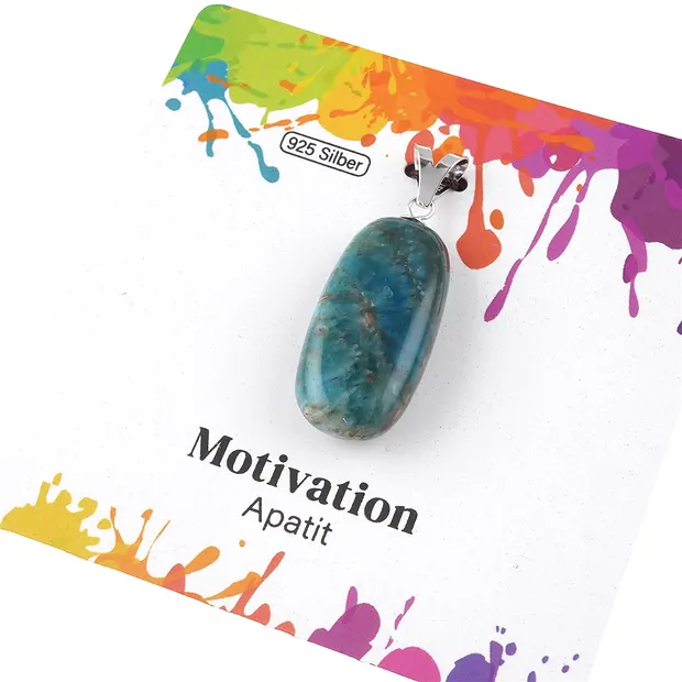 Apatite (stab.) pendant, large Tumbled Stone, rhodiniert | Marco Schreier