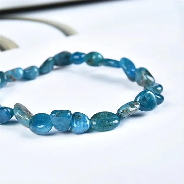 Bracelet, dark apatite (stab.), 06-08mm nuggets | gems, healing stones & jewelry