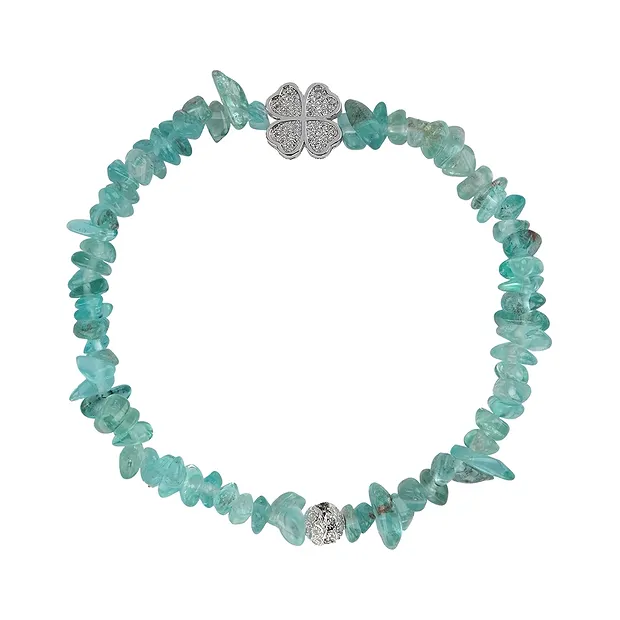 Armband, Apatit (hell), mit Kleeblatt | Edelsteine, Heilsteine & Schmuck-Handel