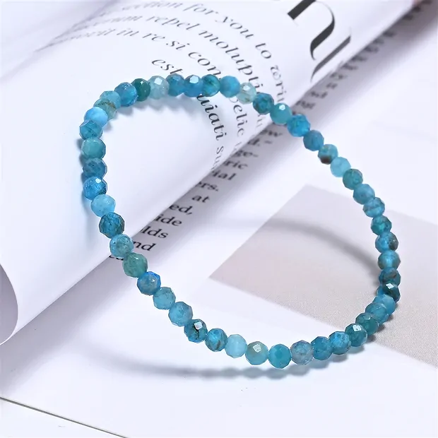Bracciale, apatite (stab.), perline da 03 mm, sfaccettate, 14 cm (corto) | Marco Schreier