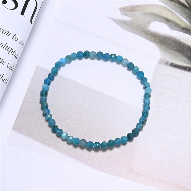 Bracelet, apatite (stab.), 03mm beads, faceted, 14cm (short) | Marco Schreier