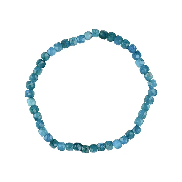 Bracelet, apatite (stab.), 04mm cube, faceted | wholesaler gems & healing stones