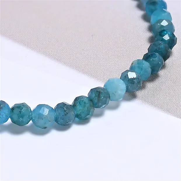 Bracelet, apatite (stab.), 03mm boules, facetté, 19cm | Marco Schreier
