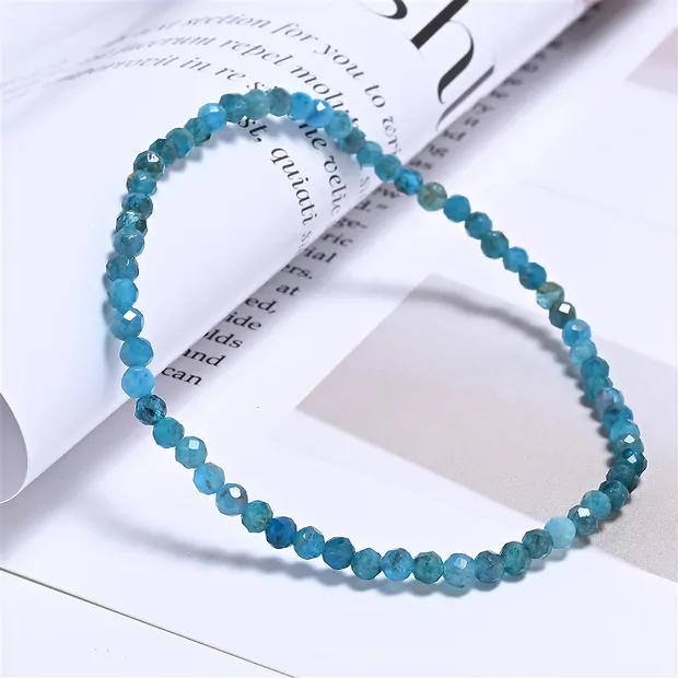 Bracelet, apatite (stab.), 03mm boules, facetté, 19cm | Marco Schreier
