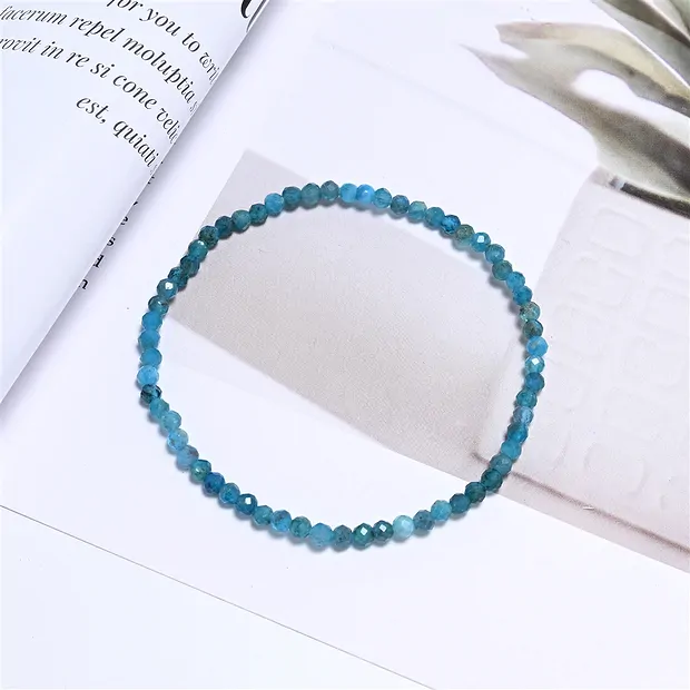Bracelet, apatite (stab.), 03mm boules, facetté, 19cm | Marco Schreier