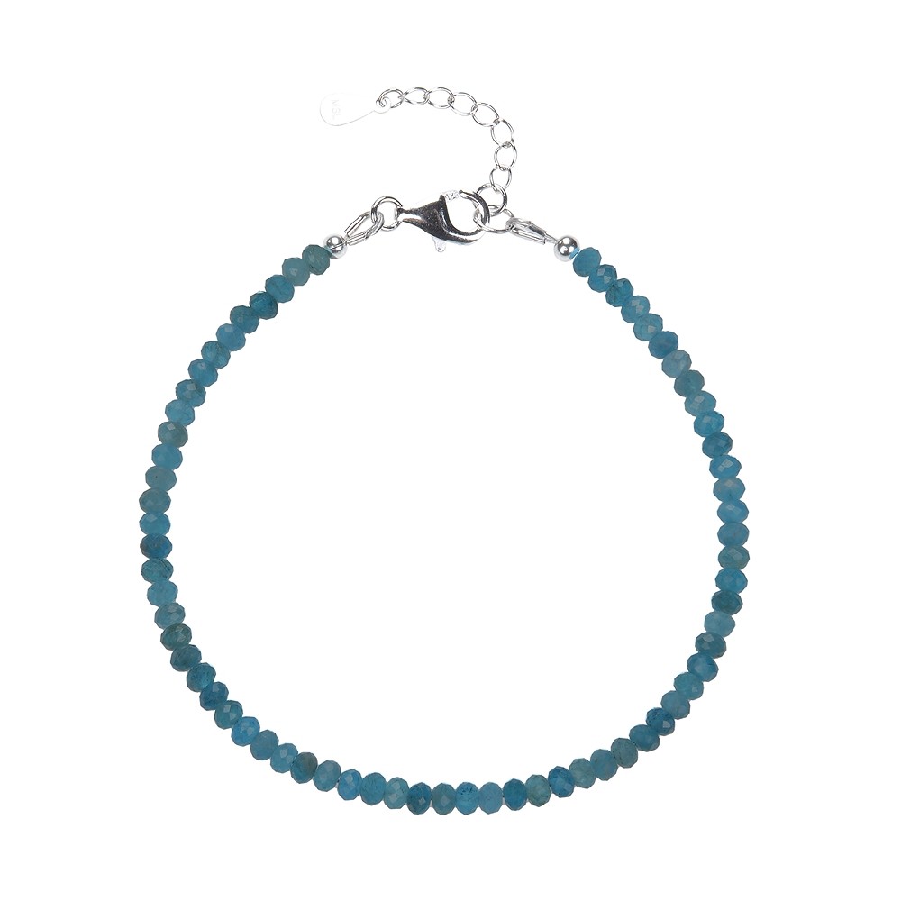 Bracciale in apatite (stab.), bottone sfaccettato 3,5 mm, catena di prolungamento, rodiato | Marco Schreier