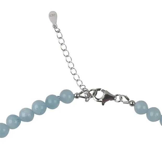 Collana Acquamarina, perline (6,5 mm), rodiato, catena di prolungamento | Marco Schreier