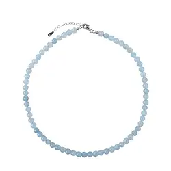0602212206 Collar Aguamarina, cuentas (6,5 mm), rodinado, cadena extensible | Marco Schreier