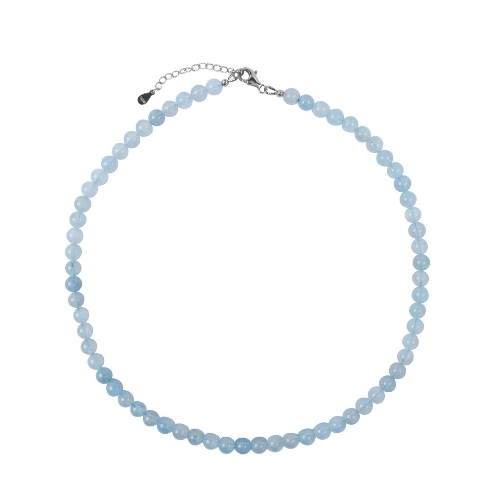 Chaîne Aigue-marine, boules (6,5mm), rhodié, Chaîne d'extension | Marco Schreier