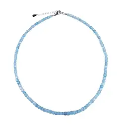 0602212230 Collana Acquamarina, cubo sfaccettato di 4 mm, catena di estensione, rodiato | Marco Schreier