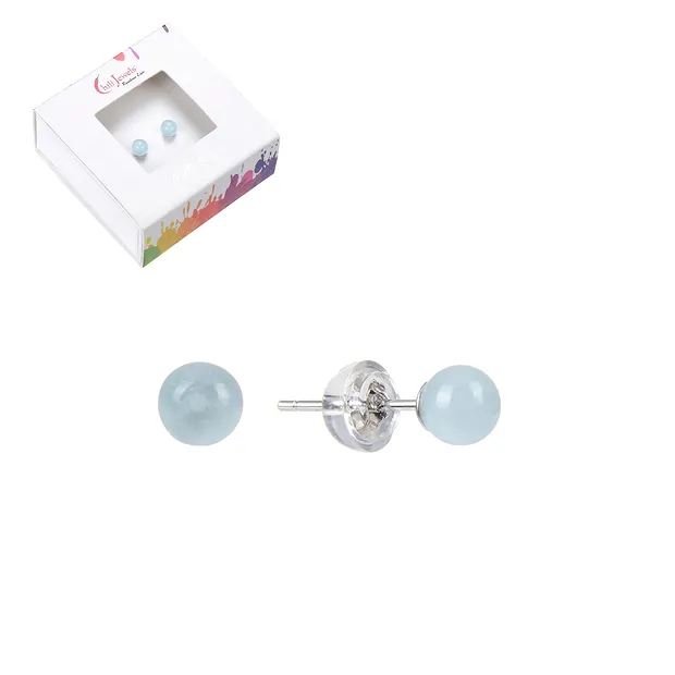 Clous d'oreilles Aigue-marine, boule, 4mm, rhodié | Marco Schreier
