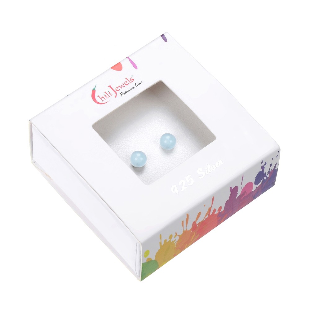 Perno auricolare Acquamarina, sfera, 6 mm, rodiato | Marco Schreier