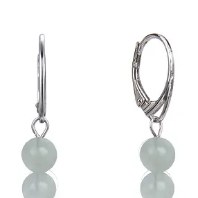 Ohrhänger Aquamarin, 6mm-Kugeln, rhodiniert | Edelsteine, Heilsteine & Schmuck