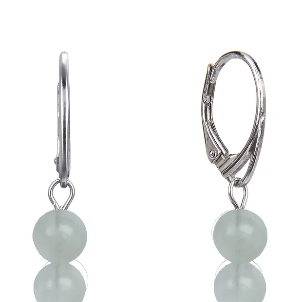 Boucles d'oreilles avec crochets, Aigue-marine, boules de 6mm, rhodié | Marco Schreier