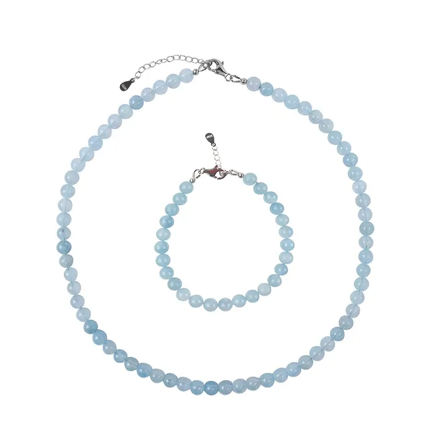 Ohrhänger Aquamarin, 6mm-Kugeln, rhodiniert | Edelsteine, Heilsteine & Schmuck