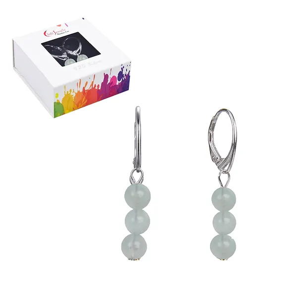 Ohrhänger Aquamarin, 6mm-Kugeln, rhodiniert | Edelsteine, Heilsteine & Schmuck