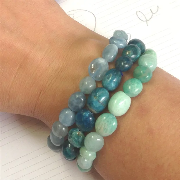 Bracciale, Acquamarina, pepite da 08-10 mm | grossista gemme e pietre curative