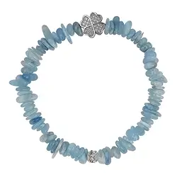 0602250082 Armband, Aquamarin, mit Kleeblatt | Großhändler Edelsteine, Heilsteine & Schmuck