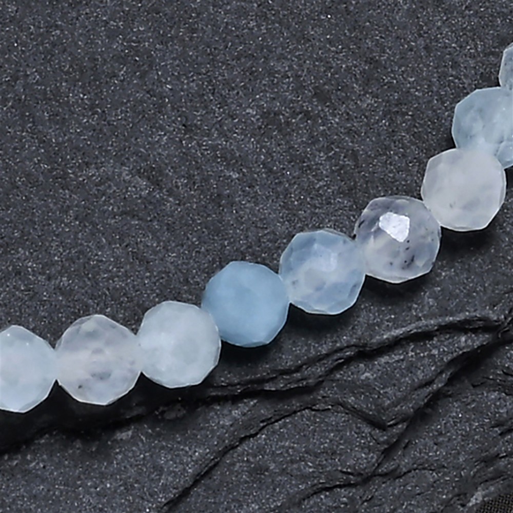Bracciale, Acquamarina, perline da 03 mm, sfaccettate, 14 cm (corto) | Marco Schreier