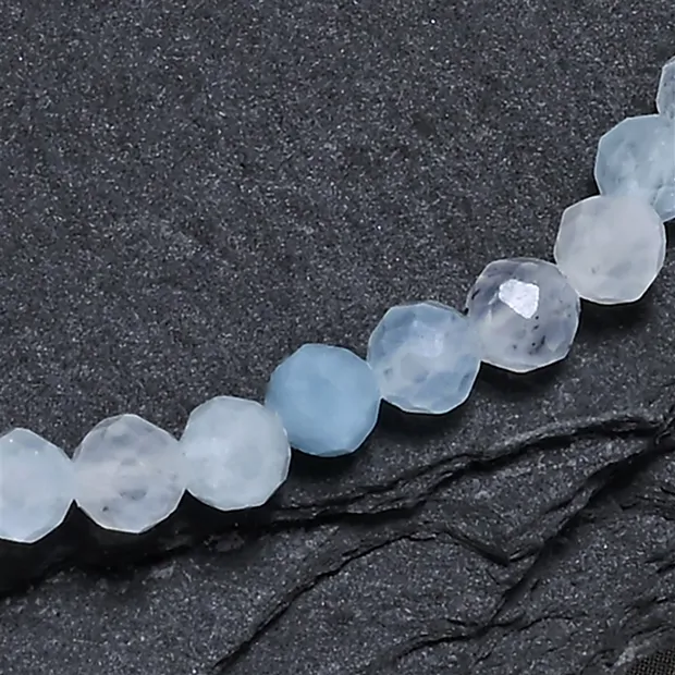 Bracelet, Aigue-marine, 03mm boules, facettes, 14cm (court) | Marco Schreier