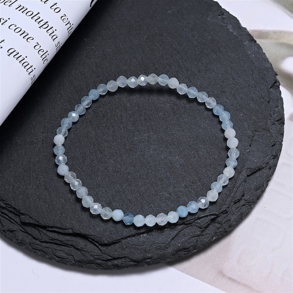Bracciale, Acquamarina, perline da 03 mm, sfaccettate, 14 cm (corto) | Marco Schreier