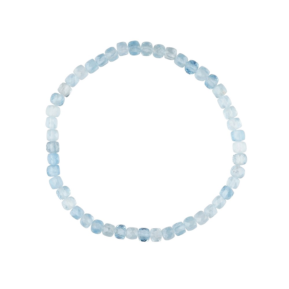Bracelet, Aquamarine, 04mm cube, faceted | wholesaler gems & healing stones