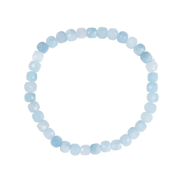 Bracelet, Aigue-marine, 05mm cube, facetté | Marco Schreier