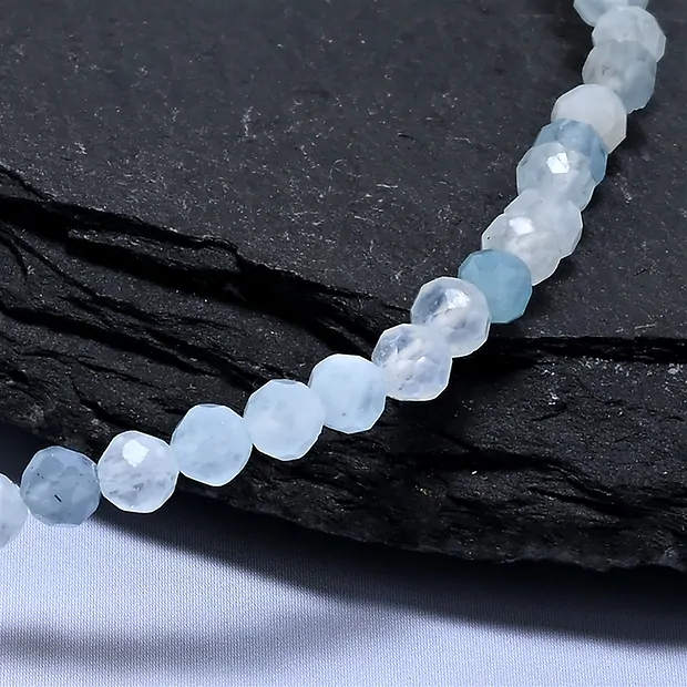 Armband, Aquamarin, 03mm Kugeln, facettiert, 19cm | Marco Schreier