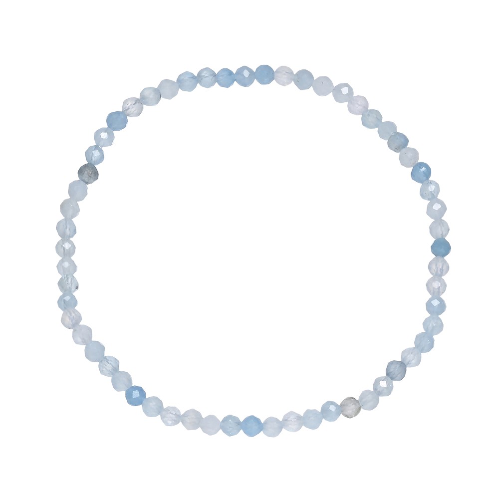 Bracelet, Aigue-marine, 03mm boules, facettes, 19cm | Marco Schreier