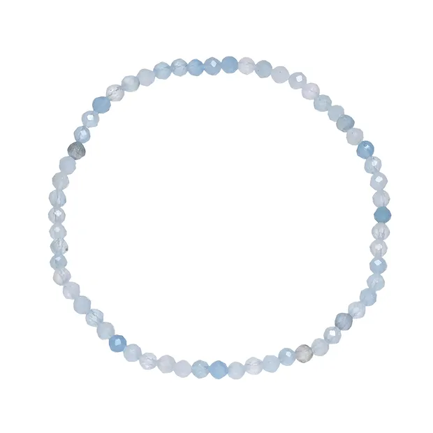 Pulsera, Aguamarina, cuentas de 03mm, facetadas, 19cm | Marco Schreier