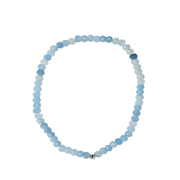 Bracelet, Aquamarine, 04mm beads/buttons, faceted | Marco Schreier