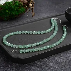 Kette Aventurin, Kugeln (6mm), rhodiniert | GH Edelsteine, Heilsteine & Schmuck
