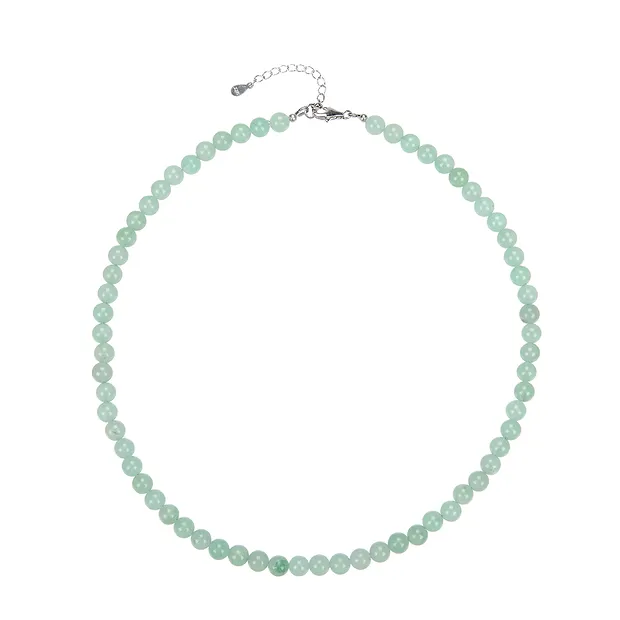 Aventurine necklace, beads (6mm), rhodiniert | wholesaler gems & healing stones