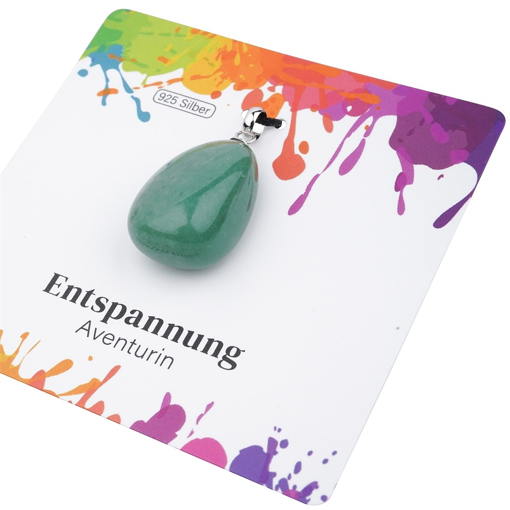 Anhänger Aventurin, Trommelstein klein, rhodiniert  | Marco Schreier