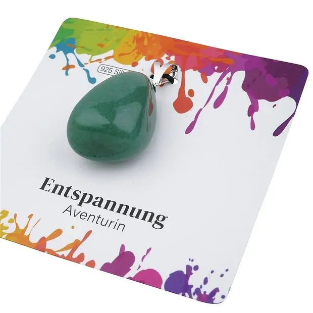 Pendentif Aventurine, Pierre roulée grande taille, rhodié | Marco Schreier