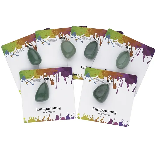 Ciondolo in avventurina, pietra burattata grande, rodiato | Marco Schreier