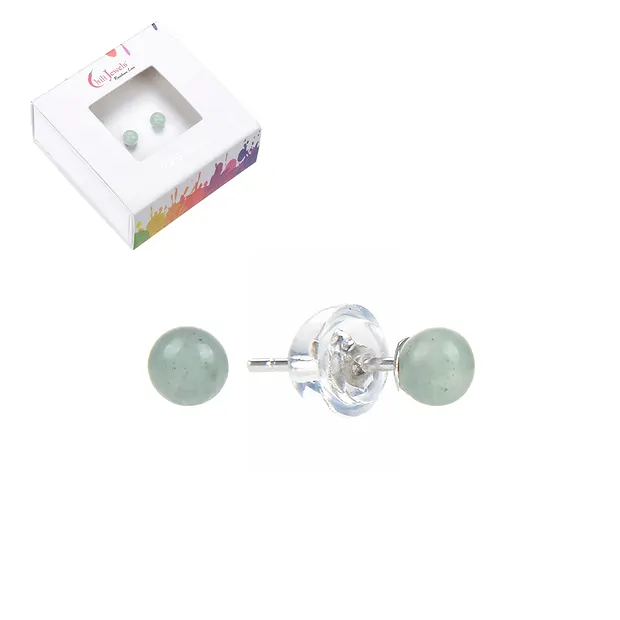 Earstuds aventurine, ball, 4mm, rhodiniert | wholesaler gems & healing stones