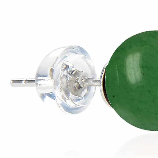 Clous d'oreilles Aventurine, boule, 8mm, rhodié | Marco Schreier