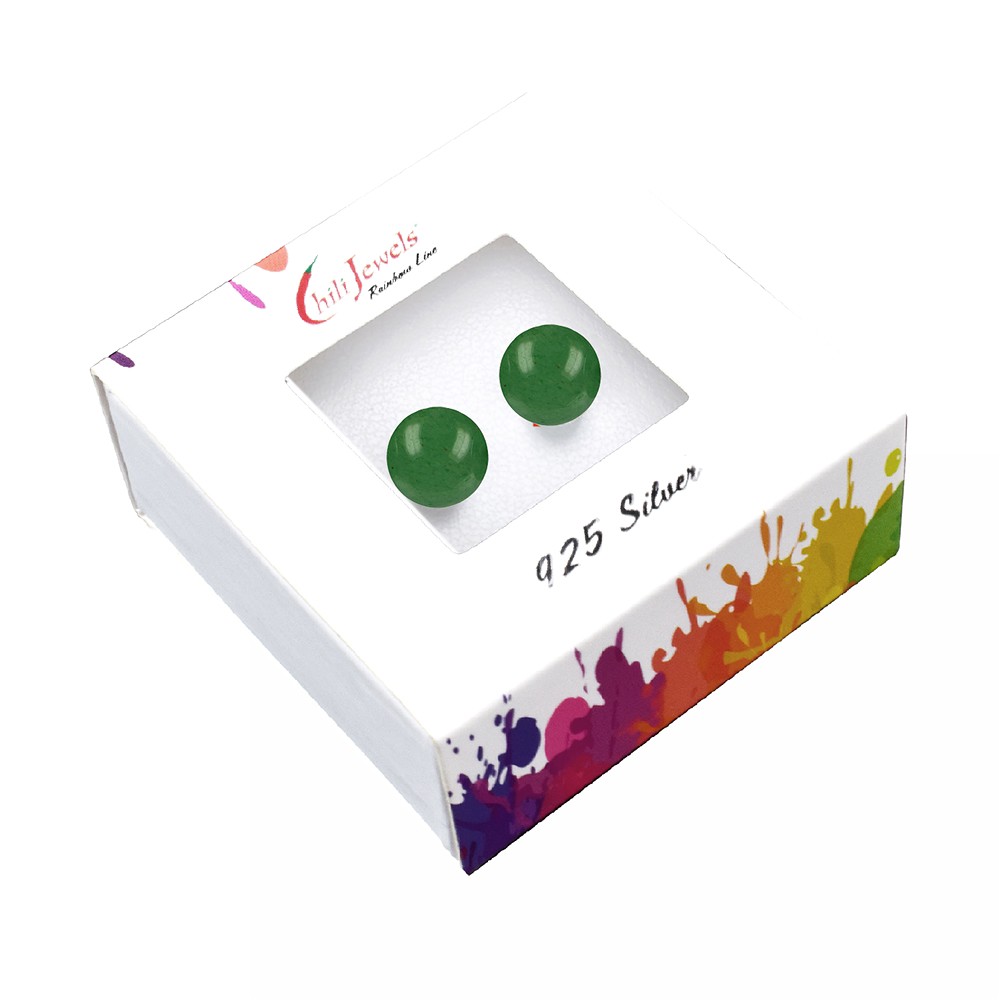 Earstuds aventurine, ball, 8mm, rhodiniert | wholesaler gems & healing stones