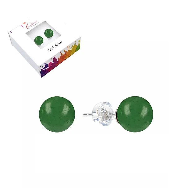 Ohrstecker Aventurin, Kugel, 8mm, rhodiniert | Edelsteine, Heilsteine & Schmuck