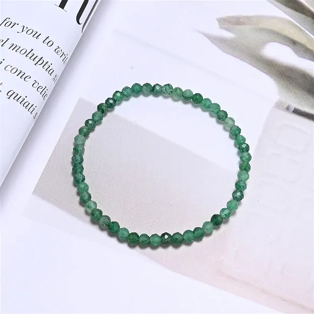 Bracelet, Aventurine, 03mm boules, facettes, 14cm (court) | Marco Schreier