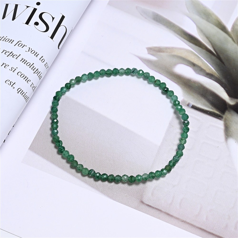 Bracelet, aventutine, 03mm beads, faceted, 19cm | gems, healing stones & jewelry