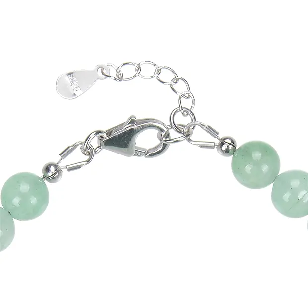 Armband Aventurin, 6mm-Kugeln, Verlängerungskettchen, rhodiniert | Marco Schreier