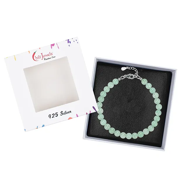Armband Aventurin, Kugeln (6mm), rhodiniert | Edelsteine, Heilsteine & Schmuck