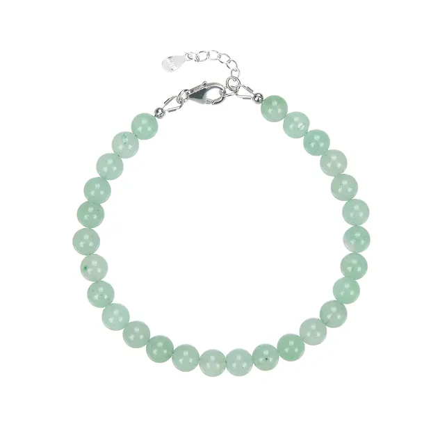 Armband Aventurin, Kugeln (6mm), rhodiniert | Edelsteine, Heilsteine & Schmuck