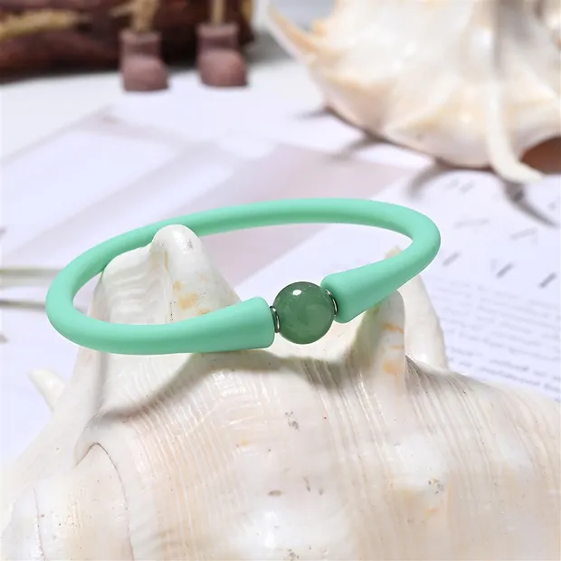 Armband, Aventurin, Kugel (8mm) mit Silikon (grün), 15cm (kurz) | Marco Schreier