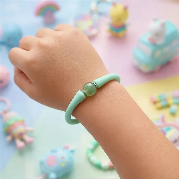 Bracelet Aventurine ball (8mm), silicone (green), 15cm (short) | Marco Schreier